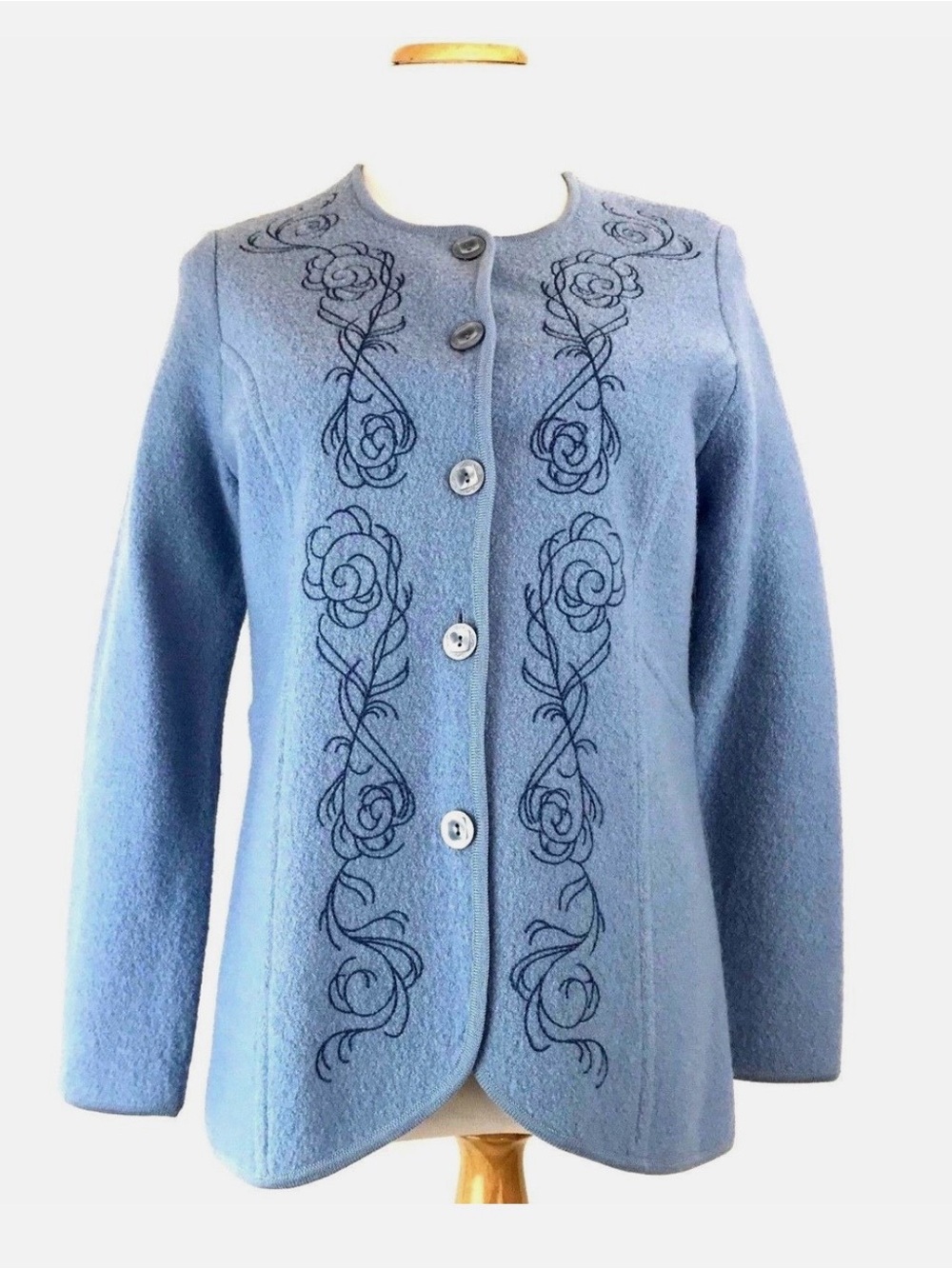 Vintage Pendleton 100% Merino Wool Embroidered Sweater Jacket Blazer Size XL EUC